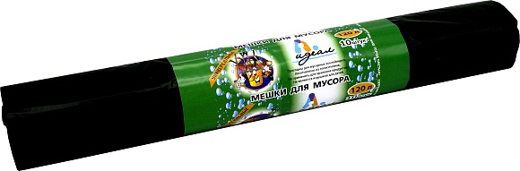 Мешки мусорные ПВД 120л 70x110см (45) В рулонах (Универсальные, по 10 шт) Идеал (х1/20) [упаковка]